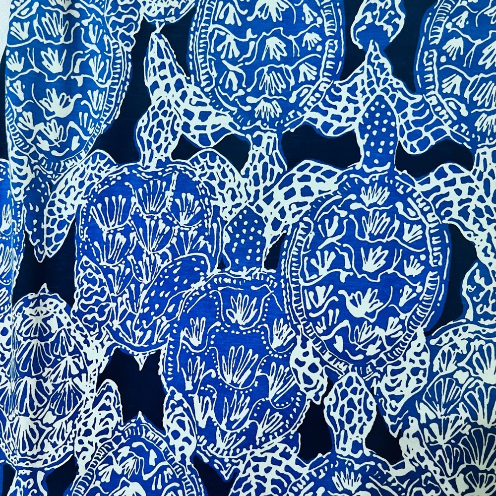 Lilly Pulitzer Preston in Deep Indigo Turtle, Navy, White 3/4 Tie Sleeves size M - Picture 9 of 9